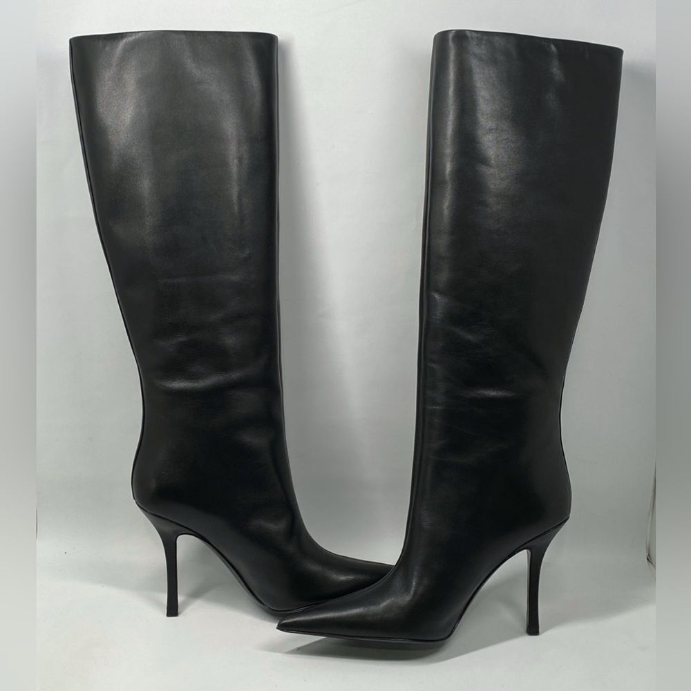Alexander Wang Delphine brand-embossed leather heeled knee-high boots size 38.5 - Picture 10 of 15